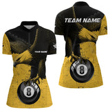 Maxcorners Personalized Yellow Black Eagle 8 Ball Pool Billiard Shirts For Men Custom Cool Billiard Jerseys