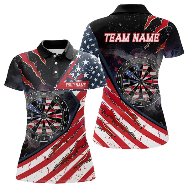 Maxcorners Personalized American Flag Dartboard Smoke Dart Shirts For Men, Pride Patriotic Dart Team Jerseys