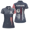 Maxcorners Grunge Navy American Flag 8 Ball Billiard Shirt For Men & Women Custom Patriotic Billiard Shirt Pool Jersey