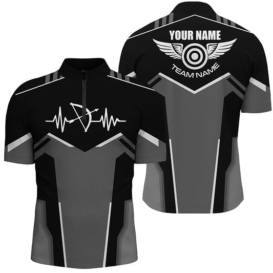 Maxcorners Personalized Funny Archery Heartbeat Polo Shirts For Men Custom Name Archery Jersey | White