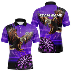 Maxcorners Personalized Purple Dartboard Eagle Darts Shirts For Men Custom Team Darts Jersey Polo & 1/4 Zip
