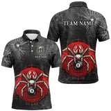 Maxcorners Personalized Grunge Spider Web 8 Ball Pool Billiard Shirts, Scary Billiard Jerseys |Red