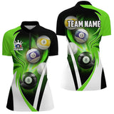 Maxcorners Personalized Billiard Tournament Shirts For Women Custom Team Name Billiard Balls Pool Jerseys |Green