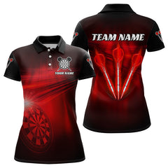 Maxcorners Personalized Red Darts Flash Light Men Dart Polo Shirt, Dart Team Shirt Dart Jersey
