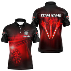 Maxcorners Personalized Red Darts Flash Light Men Dart Polo Shirt, Dart Team Shirt Dart Jersey