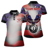 Maxcorners Glowing American Flag Eagle 8 Ball Pool Billiard Shirts For Men Custom Patriotic Billiard Jersey