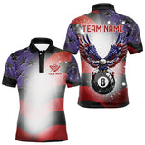 Maxcorners Glowing American Flag Eagle 8 Ball Pool Billiard Shirts For Men Custom Patriotic Billiard Jersey