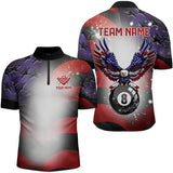Maxcorners Glowing American Flag Eagle 8 Ball Pool Billiard Shirts For Men Custom Patriotic Billiard Jersey
