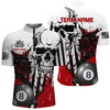 Maxcorners Personalized Red Grunge Skull Billiards Shirts Custom Retro Billiard Team Jerseys Attire