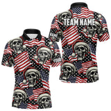 Maxcorners American Flag Santa Skull Custom Christmas Billiard Shirts Patriotic Xmas Billiard Jersey