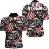 Maxcorners American Flag Santa Skull Custom Christmas Billiard Shirts Patriotic Xmas Billiard Jersey