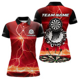 Maxcorners Funny Dartboard Thunder Lightning Custom Red Black Dart Shirt For Men, Dart Jerseys Polo & 1/4 Zip