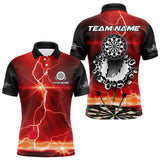 Maxcorners Funny Dartboard Thunder Lightning Custom Red Black Dart Shirt For Men, Dart Jerseys Polo & 1/4 Zip