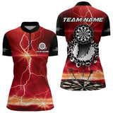 Maxcorners Funny Dartboard Thunder Lightning Custom Red Black Dart Shirt For Men, Dart Jerseys Polo & 1/4 Zip