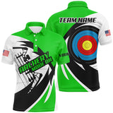 Maxcorners Personalized Green Archery Jerseys Men Polo & Quarter-Zip Shirts Custom Archery Bow Shirts