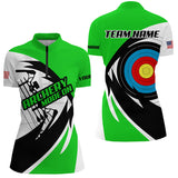 Maxcorners Personalized Green Archery Jerseys Men Polo & Quarter-Zip Shirts Custom Archery Bow Shirts