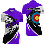 Maxcorners Personalized Purple Archery Jerseys Men Polo & Quarter-Zip Shirts Custom Archery Bow Shirts