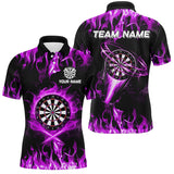 Maxcorners Purple Fire Flame Darts Jersey Customized Name, Team Anme 3D Shirt