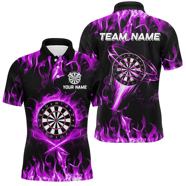 Maxcorners Purple Fire Flame Darts Jersey Customized Name, Team Anme 3D Shirt