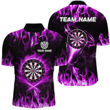 Maxcorners Purple Fire Flame Darts Jersey Customized Name, Team Anme 3D Shirt