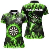 Maxcorners Green Fire Flame Darts Jersey Customized Name, Team Anme 3D Shirt