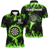 Maxcorners Green Fire Flame Darts Jersey Customized Name, Team Anme 3D Shirt