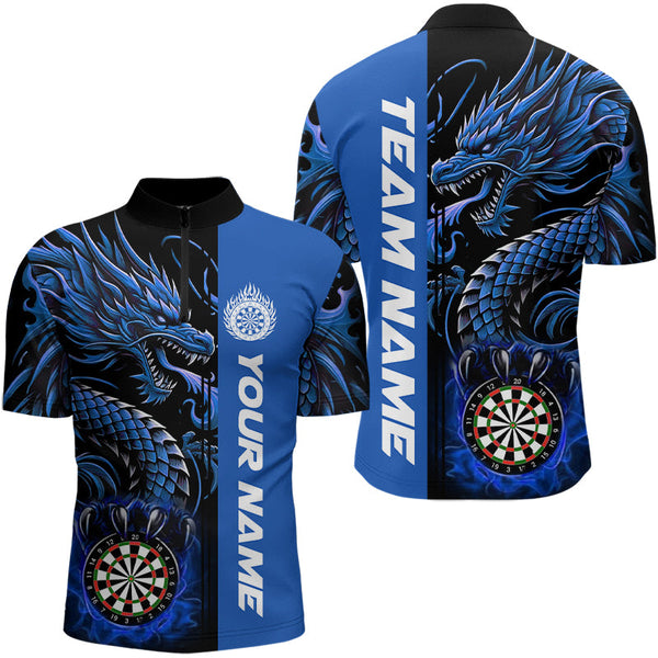 Maxcorners Custom Dragon Dart Shirts Personalized 3D Dart League Uniform Best Dart Jerseys | Blue