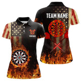 Maxcorners Personalized Retro Canada Flag Flame Dartboard Darts Shirt For Men, Patriotic Canadian Dart Jersey