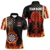 Maxcorners Personalized Retro Us Flag Flame Dartboard Darts Shirt For Men, Patriotic American Dart Jerseys