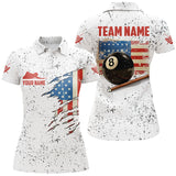Maxcorners American Flag Grunge Style Billiard Polo Shirts For Men Custom Patriotic 8 Ball Billiard Shirts LM054