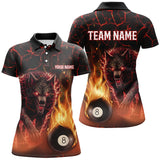 Maxcorners Billiard Wolf 8 Ball Fire Flame Customized Name, Team Name 3D Polo Shirt Unisex