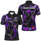 Maxcorners Purple Grim Reaper Billiard Shirts For Men Custom Thunder Lightning Team League Billiard Jerseys