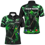 Maxcorners Green Grim Reaper Billiard Shirts For Men Custom Thunder Lightning Team League Billiard Jerseys