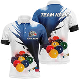 Maxcorners 3D Blue 9 Ball Pool Billiard Jerseys Men Polo & Quarter-Zip Shirts Custom Billiard Team Shirts