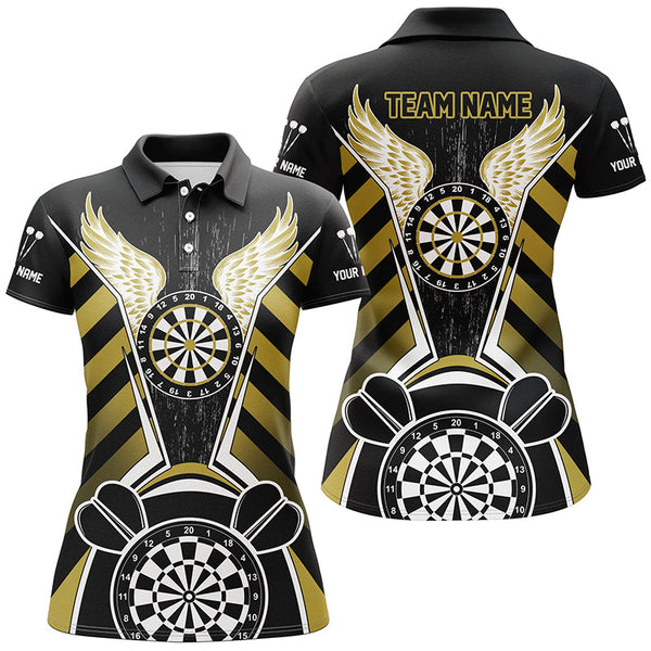 Maxcorners Personalized Black Yellow Darts Board Wings Jerseys Custom Dart Shirts For Women Funny Darts Outfit