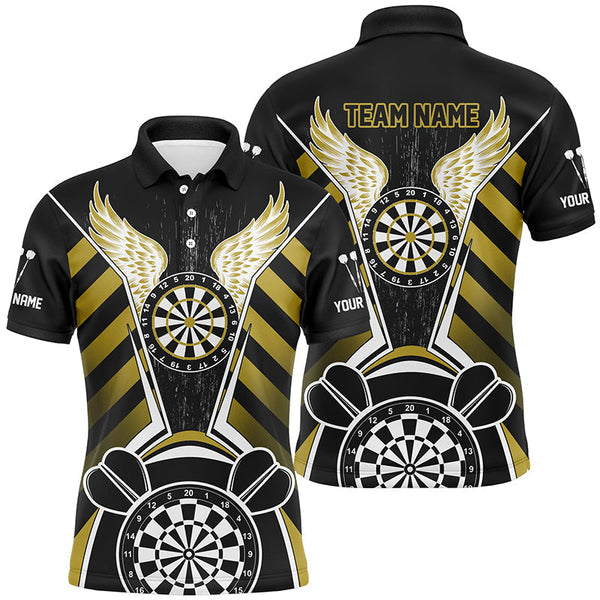 Maxcorners Personalized Black Yellow Darts Board Wings Jerseys Custom Dart Shirts For Men Funny Darts Outfit