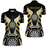 Maxcorners Personalized Black Yellow Darts Board Wings Jerseys Custom Dart Shirts For Women Funny Darts Outfit