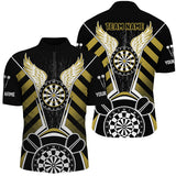 Maxcorners Personalized Black Yellow Darts Board Wings Jerseys Custom Dart Shirts For Men Funny Darts Outfit