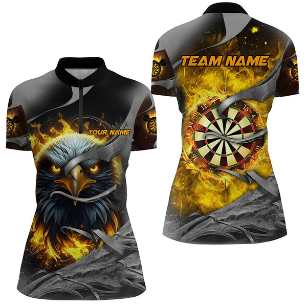 Maxcorners Darts Board Fire Custom Eagle Dart Shirts For Women, 3D Printed Dart League Team Jerseys |Yellow