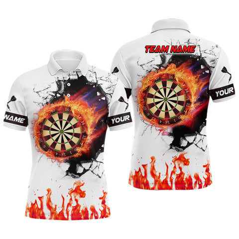 Orange Dartboard Fire Flame 3D Dart Polo Shirts