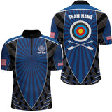 Maxcorners Personalized Name Blue Archery Polo Shirts For Men Custom Team Name Archery Jerseys