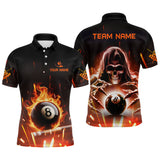 Maxcorners Billiard Skeleton Flaming 8 Ball Pool Personalized Men Polo Shirts Custom Pool League Team Shirts