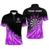 Maxcorners Purple Icy Lights Mens Darts Polo & Quarter Zip Custom Dart Shirts For Team Darts Jerseys Outfit LM1506
