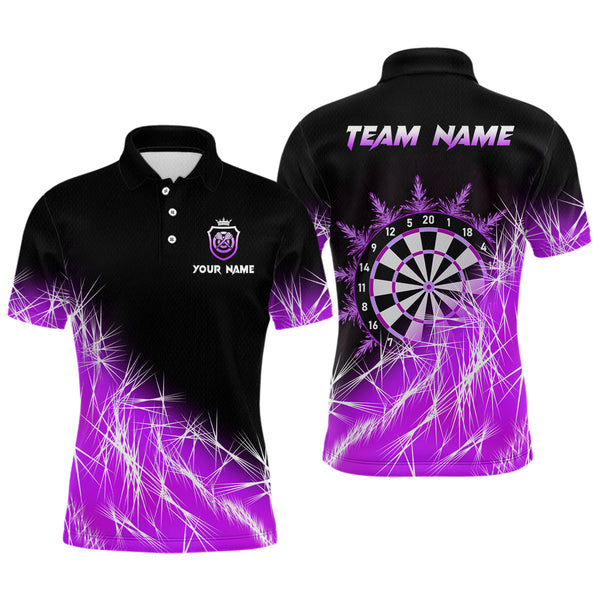 Maxcorners Purple Icy Lights Mens Darts Polo & Quarter Zip Custom Dart Shirts For Team Darts Jerseys Outfit LM1506