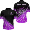 Maxcorners Purple Icy Lights Mens Darts Polo & Quarter Zip Custom Dart Shirts For Team Darts Jerseys Outfit LM1506