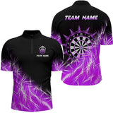 Maxcorners Purple Icy Lights Mens Darts Polo & Quarter Zip Custom Dart Shirts For Team Darts Jerseys Outfit LM1506
