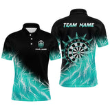 Maxcorners Turquoise Icy Lights Mens Darts Polo & Quarter Zip Custom Dart Shirt For Team Darts Jersey Outfit LM1506