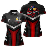 Maxcorners Personalized Billiard 8 Ball & 9 Ball Pool Polo, 1/4 Zip For Men Custom Team Billiard Jerseys |Red LM1506