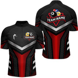 Maxcorners Personalized Billiard 8 Ball & 9 Ball Pool Polo, 1/4 Zip For Men Custom Team Billiard Jerseys |Red LM1506