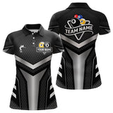 Maxcorners Personalized Billiard 8 Ball & 9 Ball Pool Polo, 1/4 Zip For Men Custom Team Billiard Jersey|White LM1506